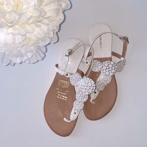 White T-Strap Thong Sandals
